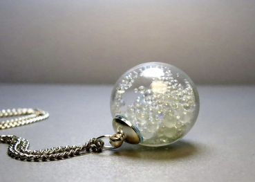 Halskette Seifenblasen Regenbogen Silber Kette mit Glaskugel funkelndes Geschenk für Sie Freundin Schwester Mutter